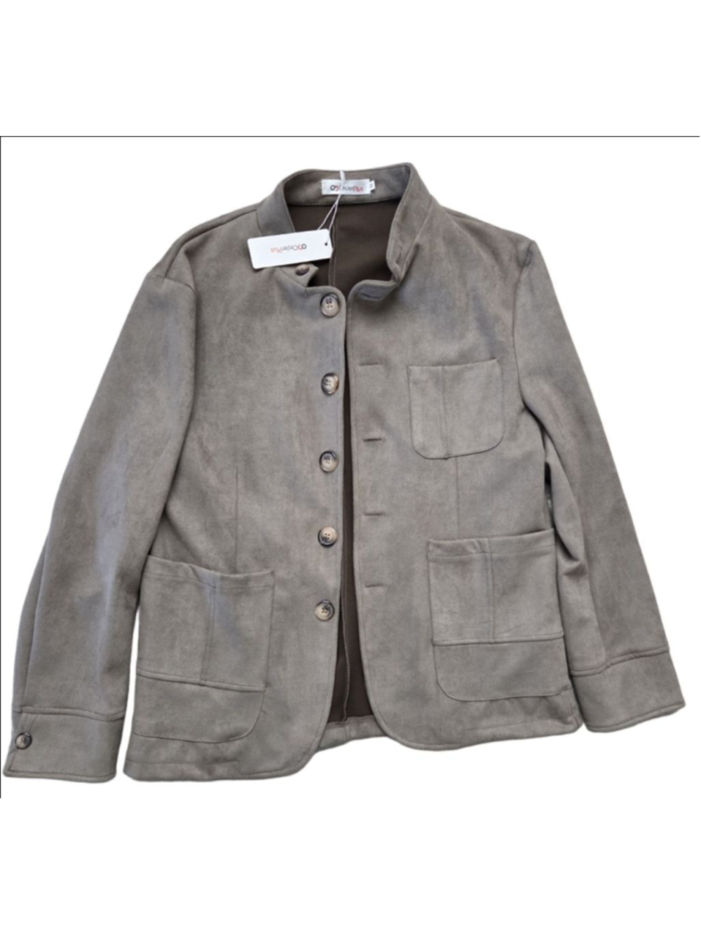 Women's OrderPlus Taupe Faux Suede Blazer M